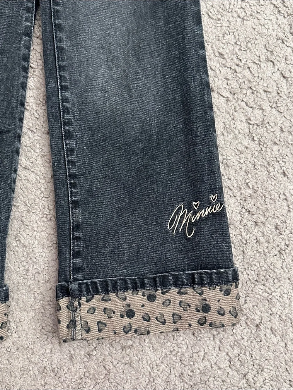 Disney Minnie Mouse Charcoal Gray Straight Denim Jeans Girls 10